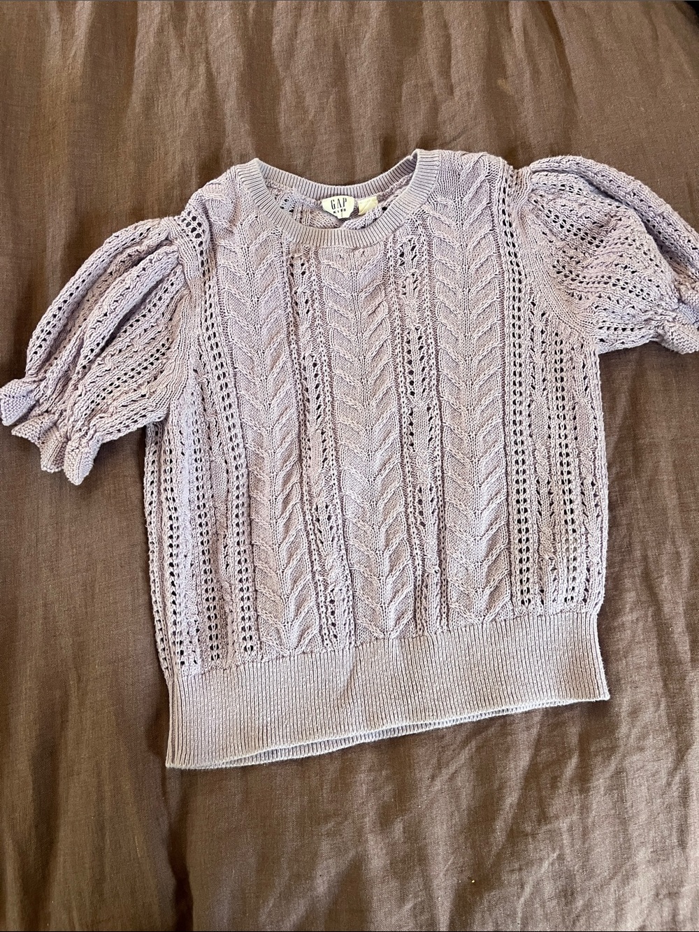 GAP Lilac Openwork Puff Sleeve Top